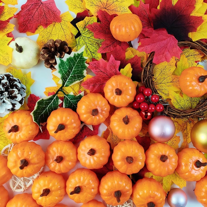 ROYHOO 20PCS Mini Artificial Pumpkins, Fall Harvest Simulation Pumpkins Decor Fake Fruit Home Decor for Halloween Thanksgiving Party Decorations (Orange) - Image 4