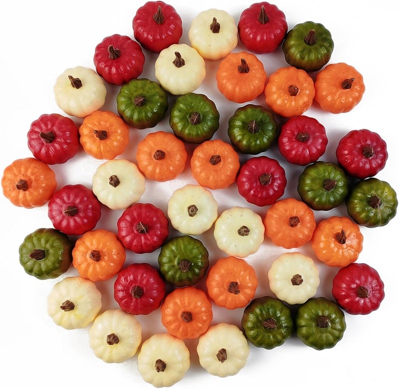 ROYHOO 20PCS Mini Artificial Pumpkins, Fall Harvest Simulation Pumpkins Decor Fake Fruit Home Decor for Halloween Thanksgiving Party Decorations (Orange) - Image 5