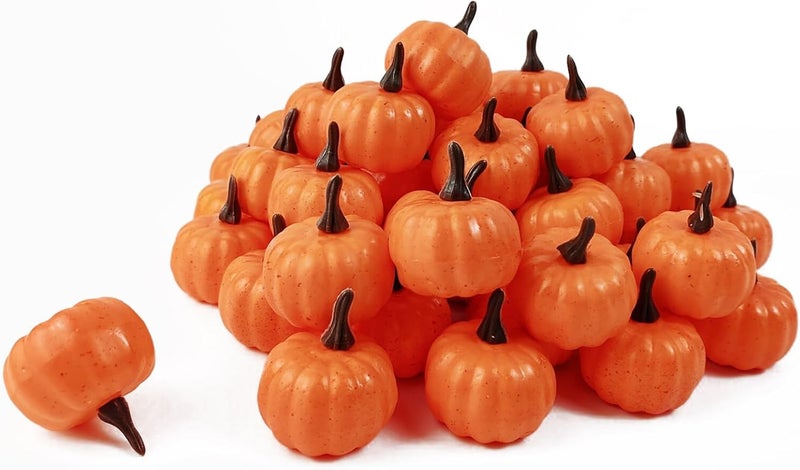 ROYHOO 20PCS Mini Artificial Pumpkins, Fall Harvest Simulation Pumpkins Decor Fake Fruit Home Decor for Halloween Thanksgiving Party Decorations (Orange) - Image 3