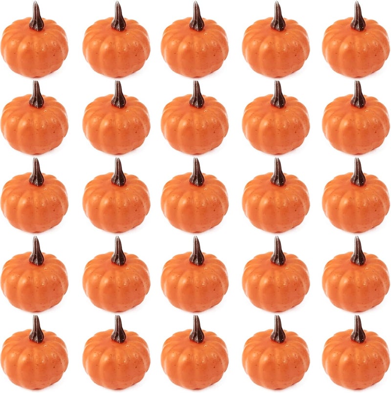 ROYHOO 20PCS Mini Artificial Pumpkins, Fall Harvest Simulation Pumpkins Decor Fake Fruit Home Decor for Halloween Thanksgiving Party Decorations (Orange) - Image 1