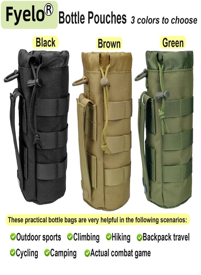 Fyelo Tactical MOLLE Bottle Pouch Bag, Travel/Sprots Molle Water Bottle Holder with Drawstring Open Top and Mesh Bottom - Brown - Image 5