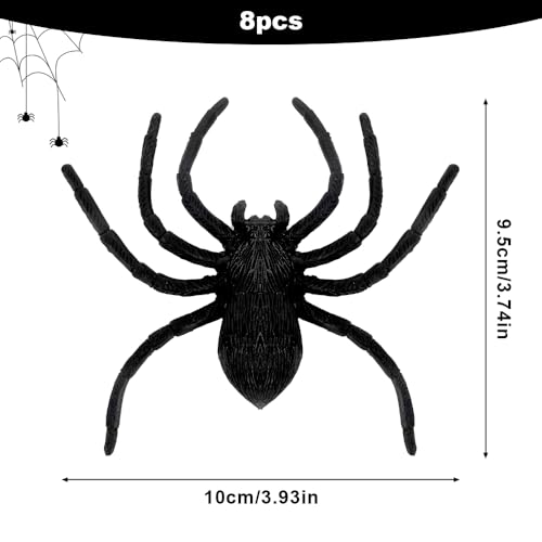 Luktastic Plastic Spiders Spiders Halloween Decorations Halloween Spider Fake Spiders 8PCS Black Large Spider Web Decoration Realistic Prank Props Scare Fun Practical Surprise Joke Toys 39 x 37 Inches - Image 5
