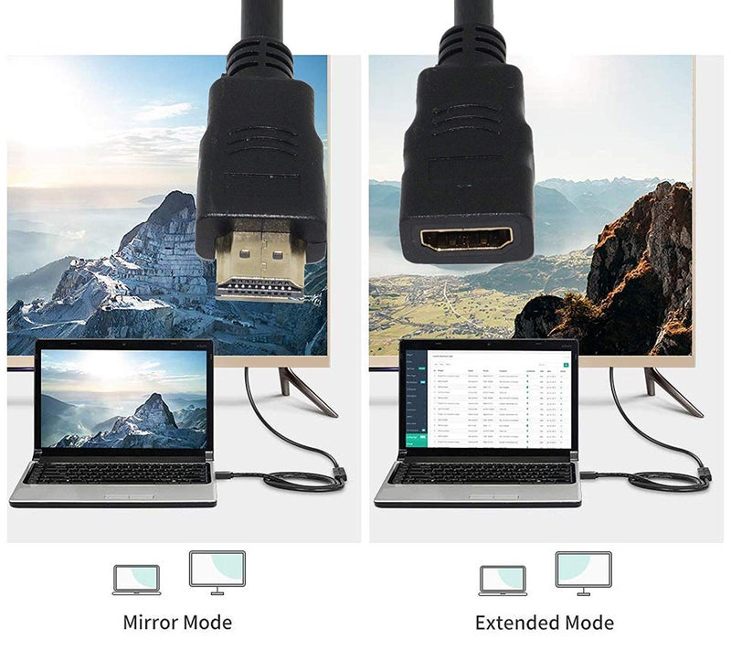 Posh High Speed HDMI Male to Female HDMI Extension Cable/Extender for fire TV Stick, Laptop/PC, LCD/LED TV, Xbox, PS3/PS4 (Black, 50cm) - Image 5