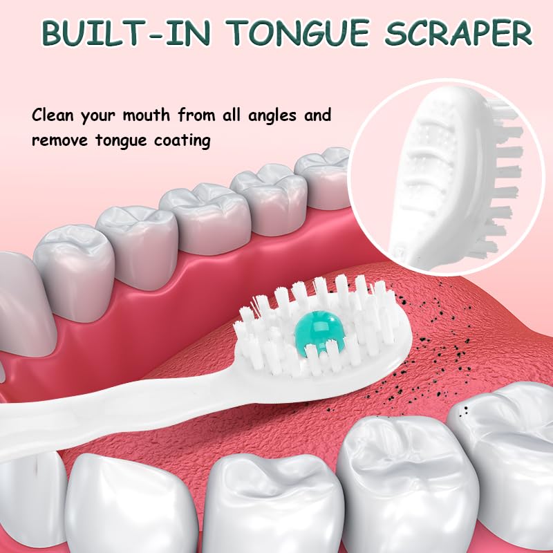 JOUGE Mini Toothbrush Travel Toothbrushes with Toothpaste Toothpick Tongue Scraper Portable Travel Set Mix Flavor 24pcs (24) - Image 3