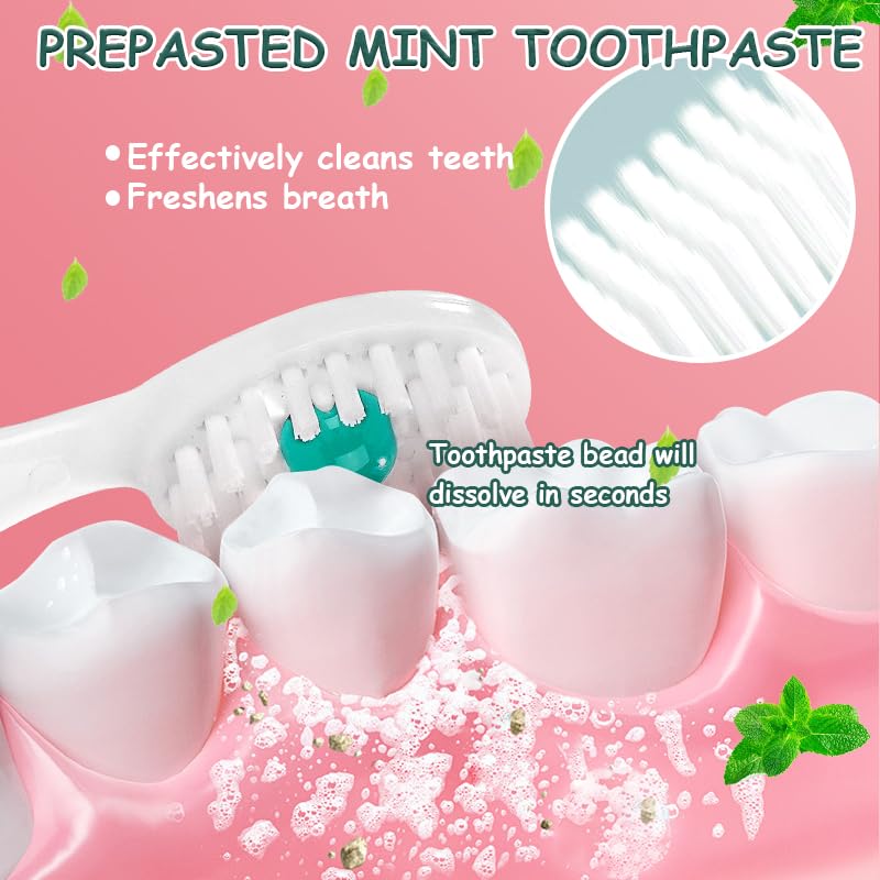 JOUGE Mini Toothbrush Travel Toothbrushes with Toothpaste Toothpick Tongue Scraper Portable Travel Set Mix Flavor 24pcs (24) - Image 4