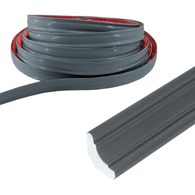 PVC MOULDING TRIM, FLEXIBLE SKIRTING BOARD COVING FOR CEILINGS PLASTIC TILE TRIM WORKTOP EDGING STRIP FOR WALL CEILING CABINET COUNTERTOP FLOOR EDGES AND CORNERS DECORATION(12 * 9MM-2.5M) - Image 1