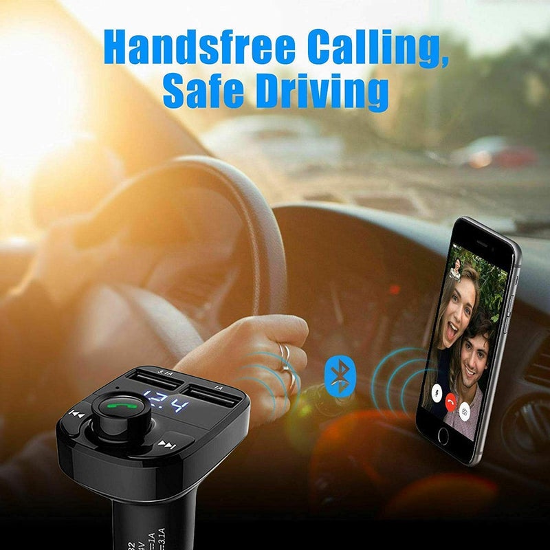Printme Universal Car Bluetooth- CAR X8 FM Transmitter Car Kit for Hands Free Call Receiver/Stereo Music Player/TF Card/Aux Mobile Connector and USB Mobile Charger for All Smartphones - (Black) - Image 4