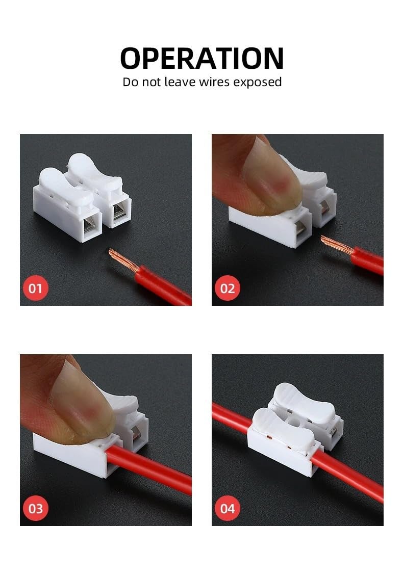 NEXT GEEK 100pcs Cable Connectors 2 Pins Electrical Push Type Cable Connectors Quick Splice Lock Wire Terminal 220V 10A - Image 5