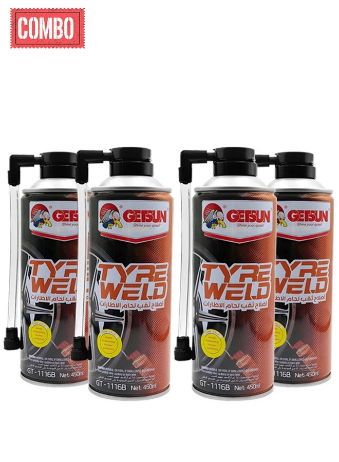 GETSUN Combo - Buy 4PC GETSUN Emergency Tyre Weld Puncture Repair 450ml G-1116B - Image 1