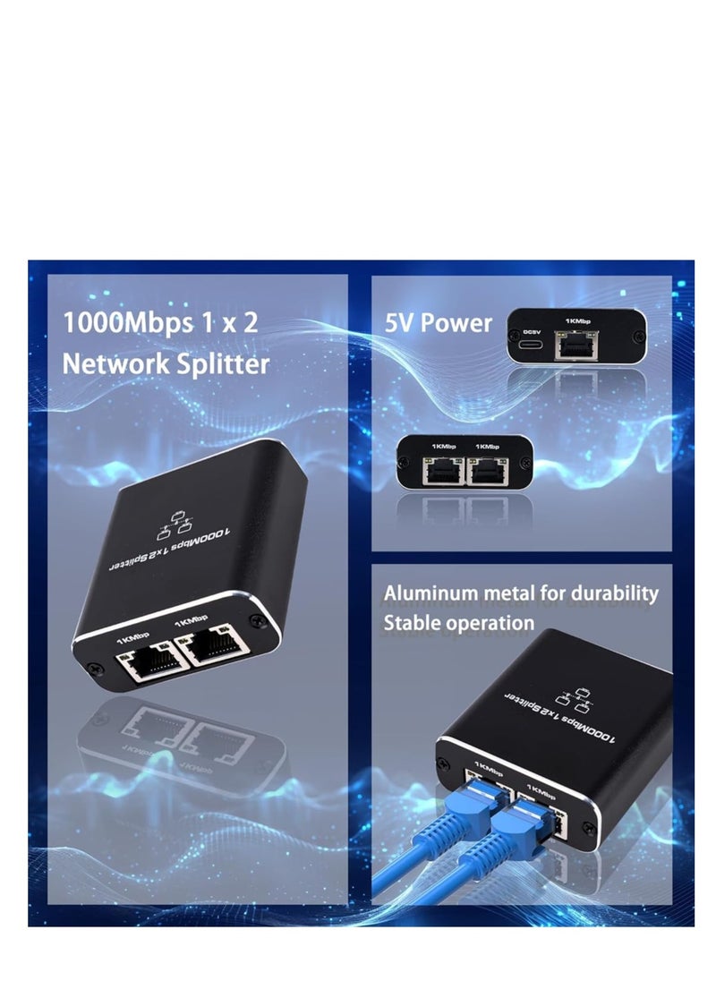 Generic 1000Mbps Network Splitter with LAN Cable Cat 6 - RJ45 Ethernet Splitter 1 to 2 High Speed Gigabit LAN Internet Splitter for Cat 5/5e/6/7/8, Supports Two Devices Working Simultaneously  - Image 2