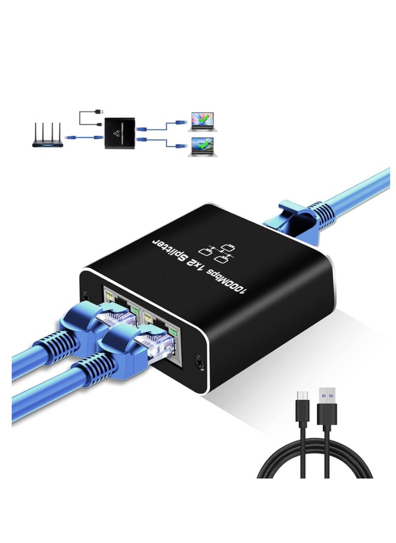 Generic 1000Mbps Network Splitter with LAN Cable Cat 6 - RJ45 Ethernet Splitter 1 to 2 High Speed Gigabit LAN Internet Splitter for Cat 5/5e/6/7/8, Supports Two Devices Working Simultaneously  - Image 1