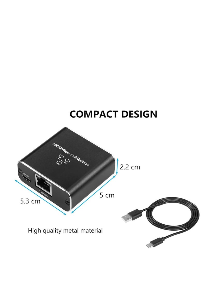 Generic 1000Mbps Network Splitter with LAN Cable Cat 6 - RJ45 Ethernet Splitter 1 to 2 High Speed Gigabit LAN Internet Splitter for Cat 5/5e/6/7/8, Supports Two Devices Working Simultaneously  - Image 3