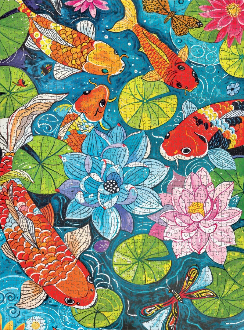 Cross & Glory - Dragonfly Dreams: Koi & Lilies Adventure - 1000 Piece Jigsaw Puzzle for Adults | Unique Nature-Themed | Vibrant Art - Image 5