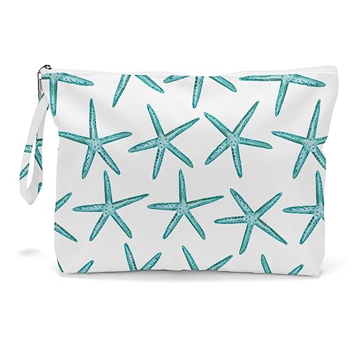 Fokongna Wet Dry Bag for Travel Makeup Swimsuit Beach Pool Diapers Yoga Gym Clothes Zipper Pouch for Women Sister Friends Ocean Sea Shells Starfish Design - Image 1