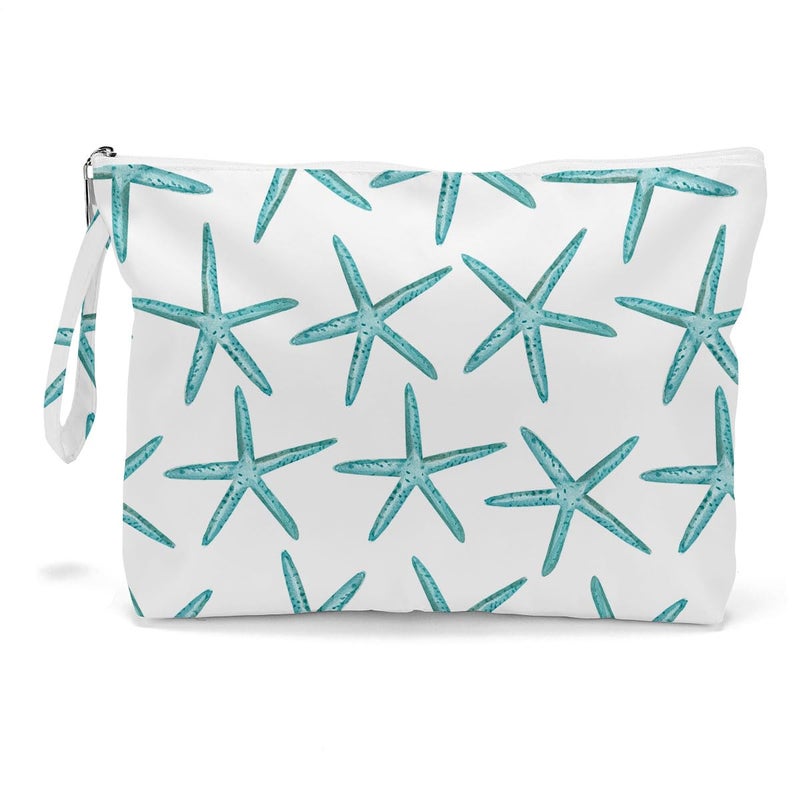 Fokongna Wet Dry Bag for Travel Makeup Swimsuit Beach Pool Diapers Yoga Gym Clothes Zipper Pouch for Women Sister Friends Ocean Sea Shells Starfish Design - Image 2