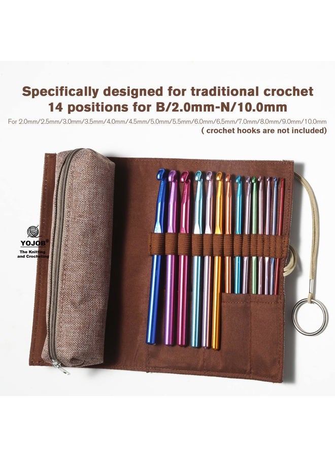 YOJOB Original Crochet Hook Case, Crochet Hooks Kit and Knit Accessories Organizer Bag, Premium, Portable, Ideal Gift for Crocheter (Coffee) - Image 2