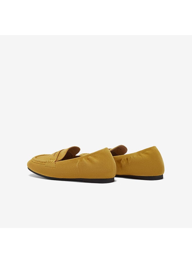 Basto 26 Spring Loafers Retro Commuter Square Toe Women's Flats Uxe01aa6 Yellow Size 37 - Image 2