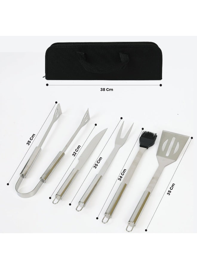 Rest 5-Piece BBQ Grill Tool Set includes Knife Brush ,Fork, Spatula and Tong with Oxford Bag , Ultimate Grilling Companion for BBQs, camping, picnics  Unique  Kitchen Gadgets Gift - Image 2