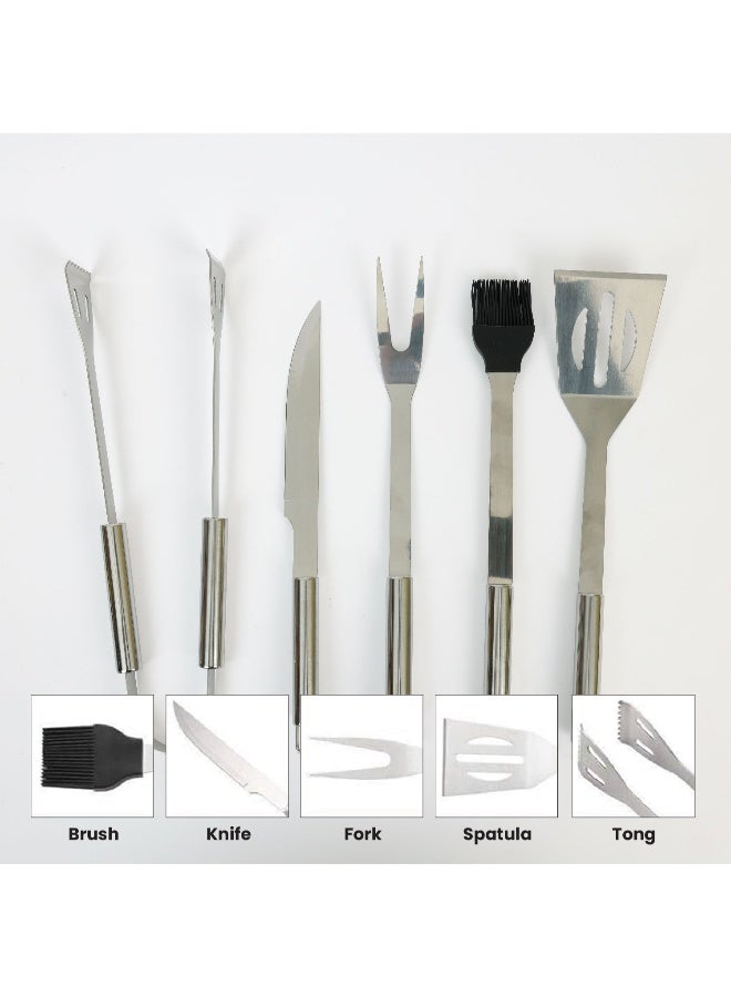Rest 5-Piece BBQ Grill Tool Set includes Knife Brush ,Fork, Spatula and Tong with Oxford Bag , Ultimate Grilling Companion for BBQs, camping, picnics  Unique  Kitchen Gadgets Gift - Image 5