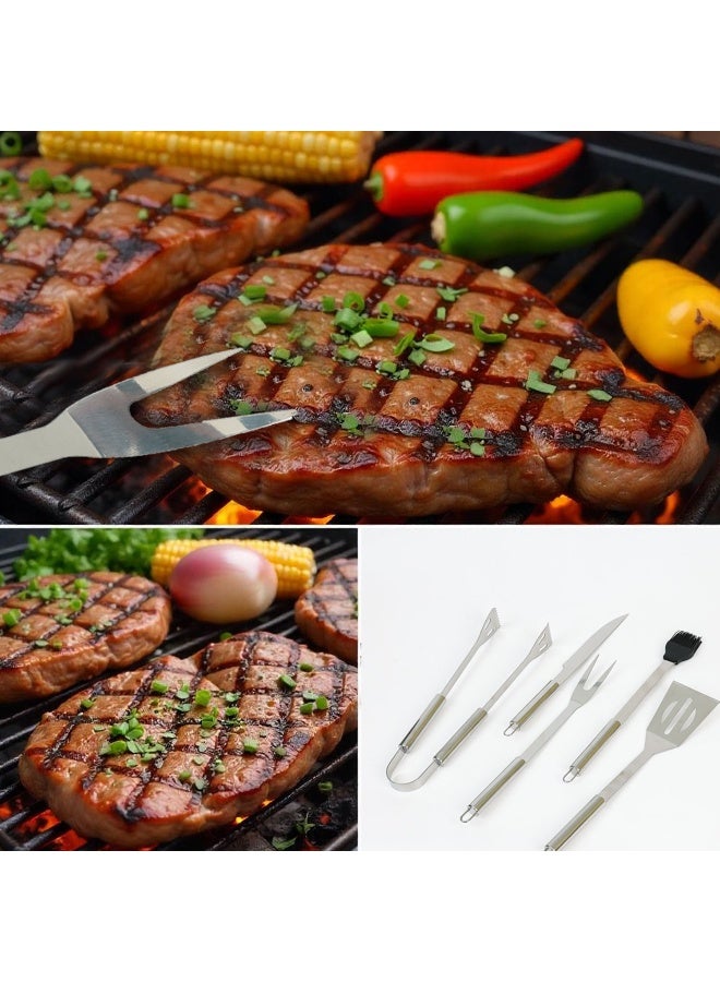 Rest 5-Piece BBQ Grill Tool Set includes Knife Brush ,Fork, Spatula and Tong with Oxford Bag , Ultimate Grilling Companion for BBQs, camping, picnics  Unique  Kitchen Gadgets Gift - Image 4