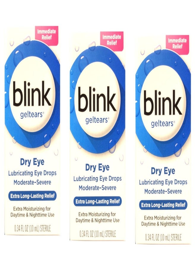 Blink GelTears Lubricating Eye Drops for Dry Eye, Extra Long-Lasting Relief, Moisturizing Formula, Moderate to Severe Dryness, 0.34 fl oz (Pack of 3) - Image 1
