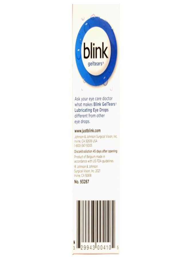 Blink GelTears Lubricating Eye Drops for Dry Eye, Extra Long-Lasting Relief, Moisturizing Formula, Moderate to Severe Dryness, 0.34 fl oz (Pack of 3) - Image 3