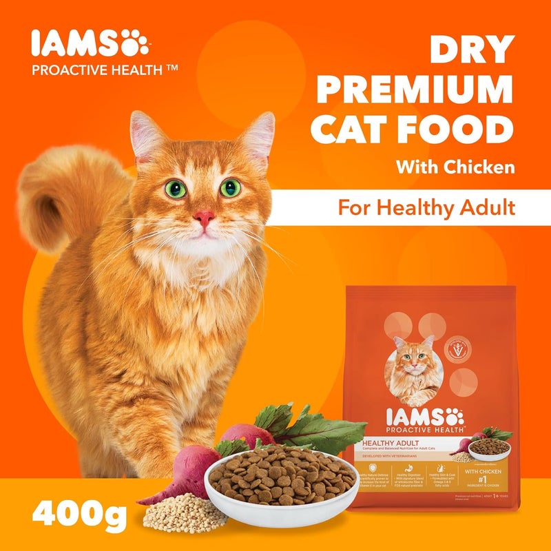 IAMS Proactive Health Chicken Premium Adult Cat Dry Food With Chicken, 400 g - Image 2