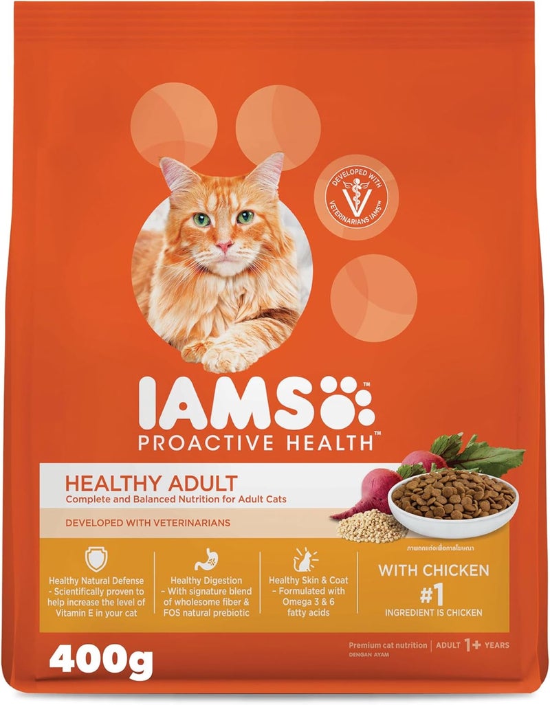 IAMS Proactive Health Chicken Premium Adult Cat Dry Food With Chicken, 400 g - Image 1