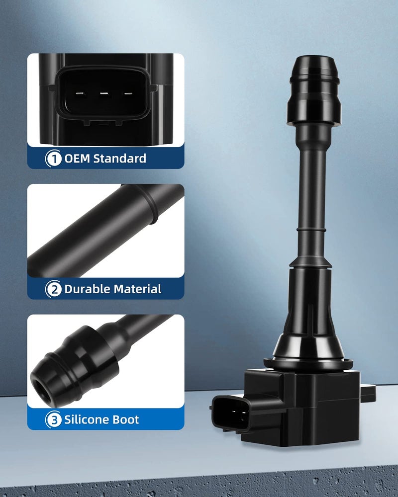 ECCPP Ignition Coil Pack of 4 for Nissan for Altima for Sentra X-Trail L4 2.5L 2002-2008 OE Numbers UF350 22448-8H315 22448-8H310 C1398 - Image 2