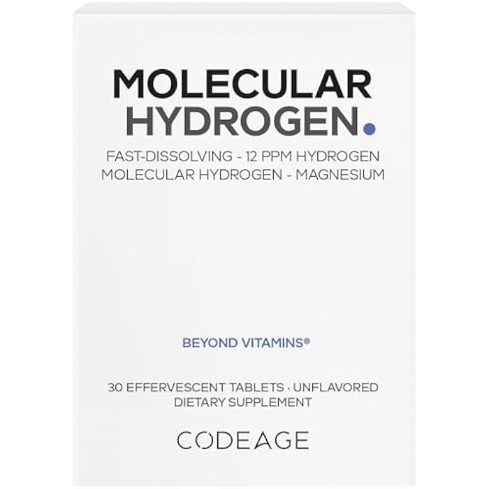 Codeage Molecular Hydrogen Supplement - Fast-Dissolving 12 PPM Hydrogen Water Tablets with Elemental Magnesium - Hydration Tablet Body Function - Unflavored, Vegan, Non-GMO, Gluten-Free - 30 Tablets - Image 1