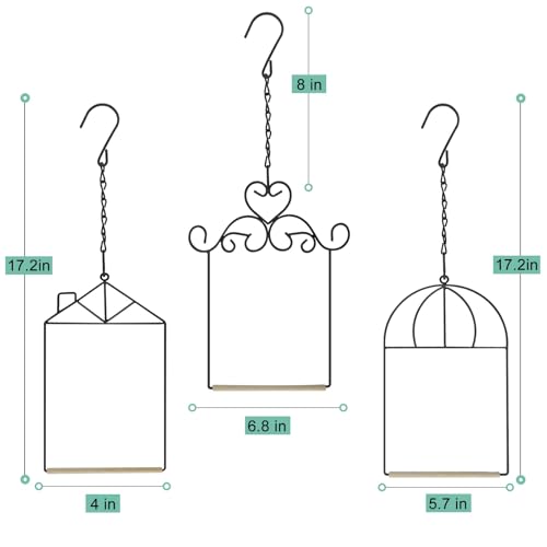 XYADX Metal Frame Hummingbird Swings and Perches with Wooden Dowel Black Bird Swing Outdoor Bird Perch Humming Bird Swing (3PK Different) - Image 2