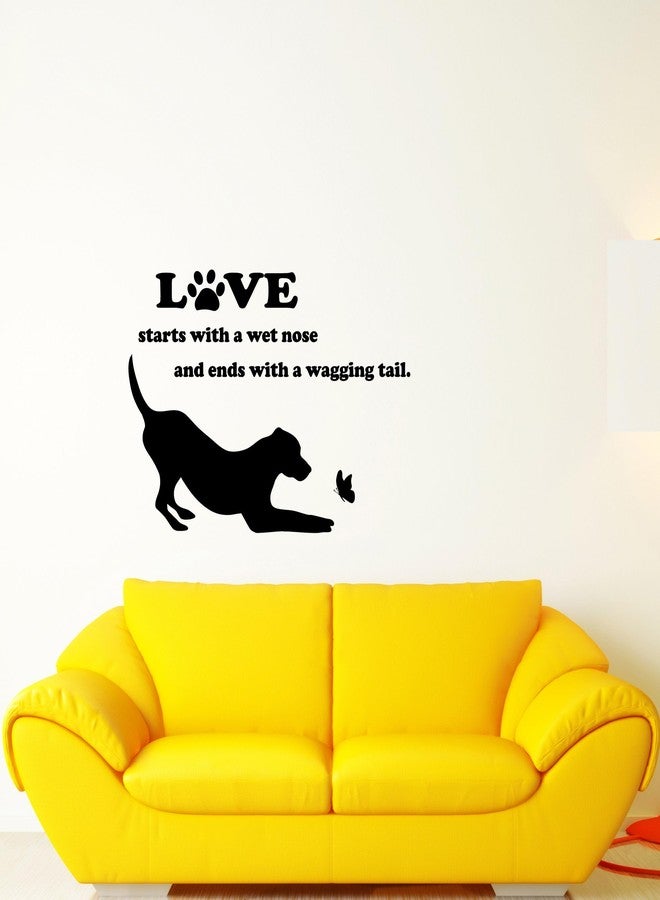SnappySticker Love Dog Puppy Pet Quote Wall Sticker for Bedroom Living Room Office ? Large Removable Waterproof Vinyl Wall Decal ? Home Decor Sticker Size: 27 X33