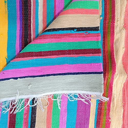 Trade Star Handmade Braided Multicolor Area Rug Indian Reversible Indian Floor Mat for Home and Floor Decor Handwoven Floor Carpet Upcycled Fabric Beautiful Floor Mat 4x6 Feet Chindi Area Rag Rug - Image 4