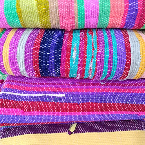 Trade Star Handmade Braided Multicolor Area Rug Indian Reversible Indian Floor Mat for Home and Floor Decor Handwoven Floor Carpet Upcycled Fabric Beautiful Floor Mat 4x6 Feet Chindi Area Rag Rug - Image 3