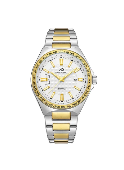 KENNETH SCOTT Kenneth Scott Men's White Dial Analog Watch - K23027-TBTW