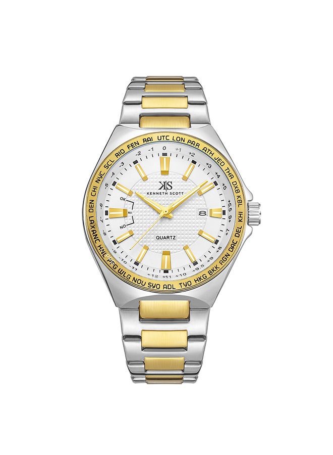 KENNETH SCOTT Kenneth Scott Men's White Dial Analog Watch - K23027-TBTW  - Image 1