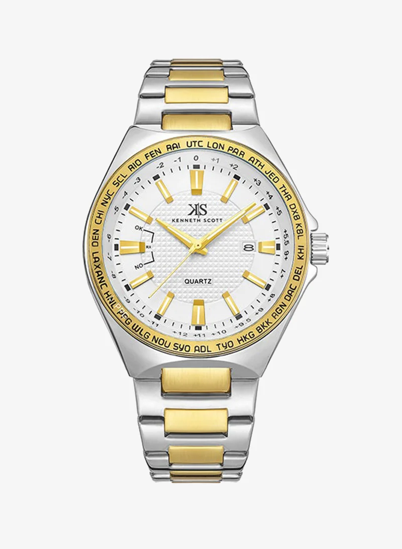 KENNETH SCOTT Kenneth Scott Men's White Dial Analog Watch - K23027-TBTW