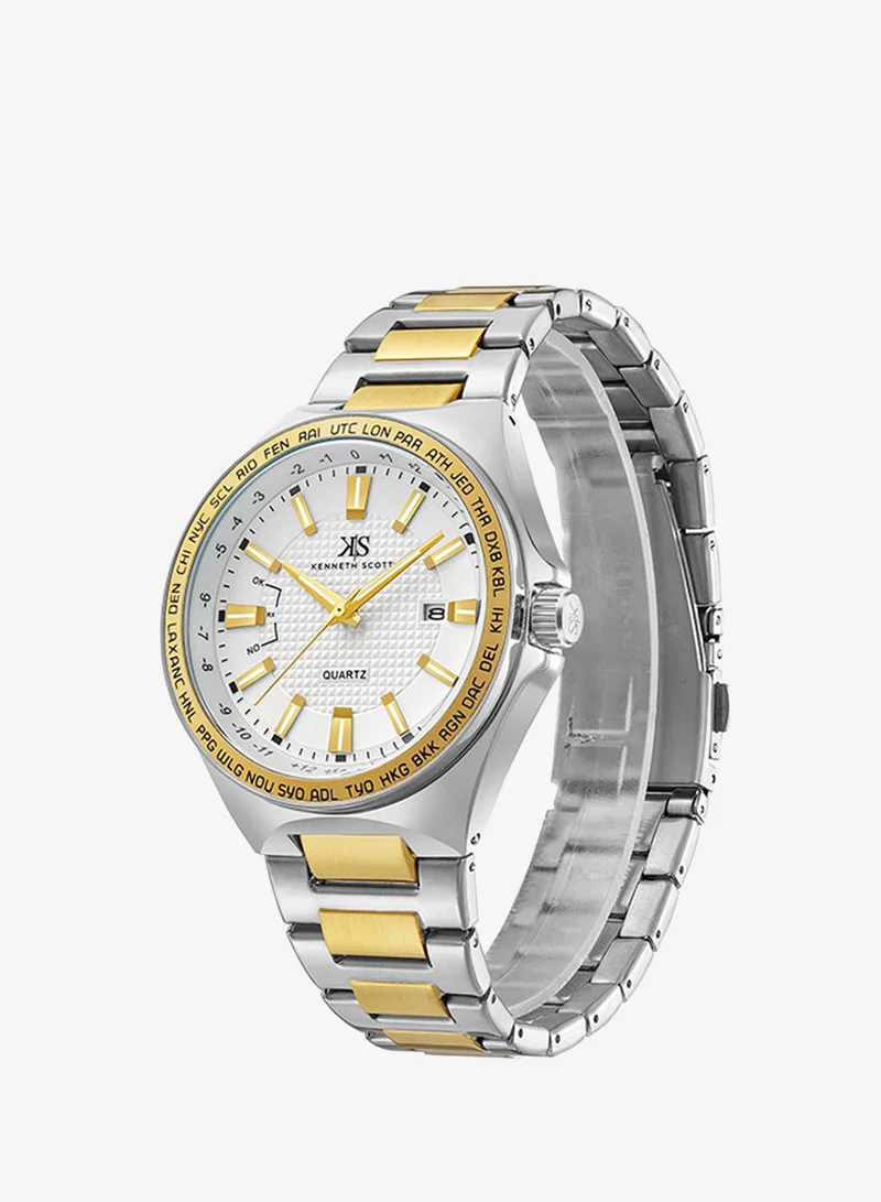 KENNETH SCOTT Kenneth Scott Men's White Dial Analog Watch - K23027-TBTW