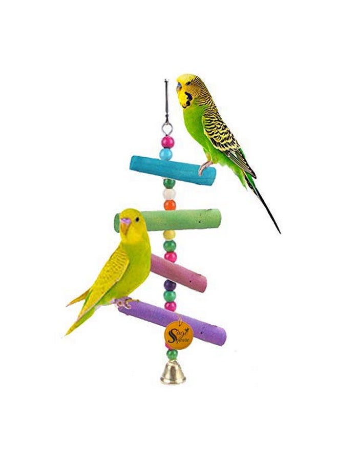 Sage Square Sage Square Playful Natural Wood Hanging Toy - Interactive Fun for Cockatiel, Lovebird, Budgerigar, Canary, and More,Playful Natural Wood Hanging Toy for Budgerigars and Canaries.  - Image 1