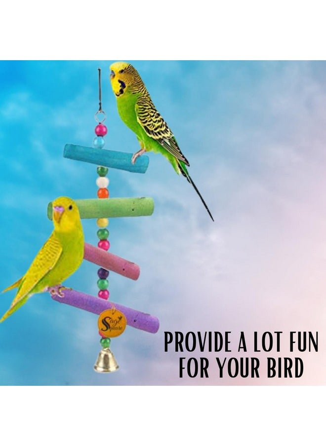 Sage Square Sage Square Playful Natural Wood Hanging Toy - Interactive Fun for Cockatiel, Lovebird, Budgerigar, Canary, and More,Playful Natural Wood Hanging Toy for Budgerigars and Canaries.  - Image 4