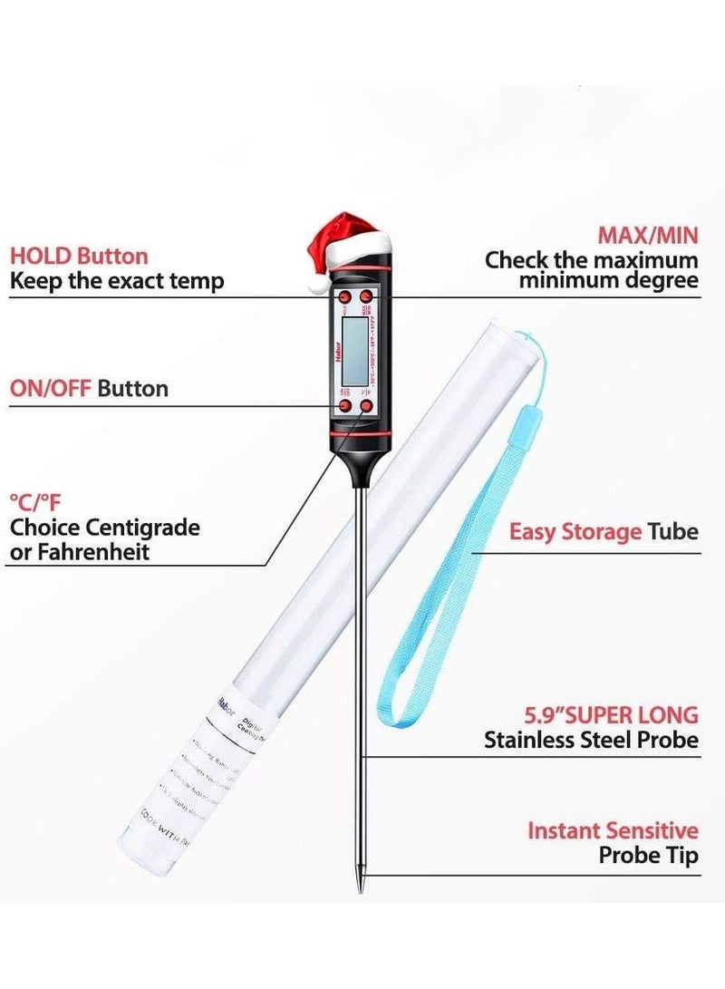 jaztech Food Thermometer, Digital Temperature Test Pen, Meat Thermometer, Cooking Thermometer With Instant Read, Lcd Screen, Meat Turkey Cooking Tool Food Probe For Kitchen MulticolourHold Function For Kitchen Food Smoker Grill Bbq Meat Candy Milk Water - Image 2