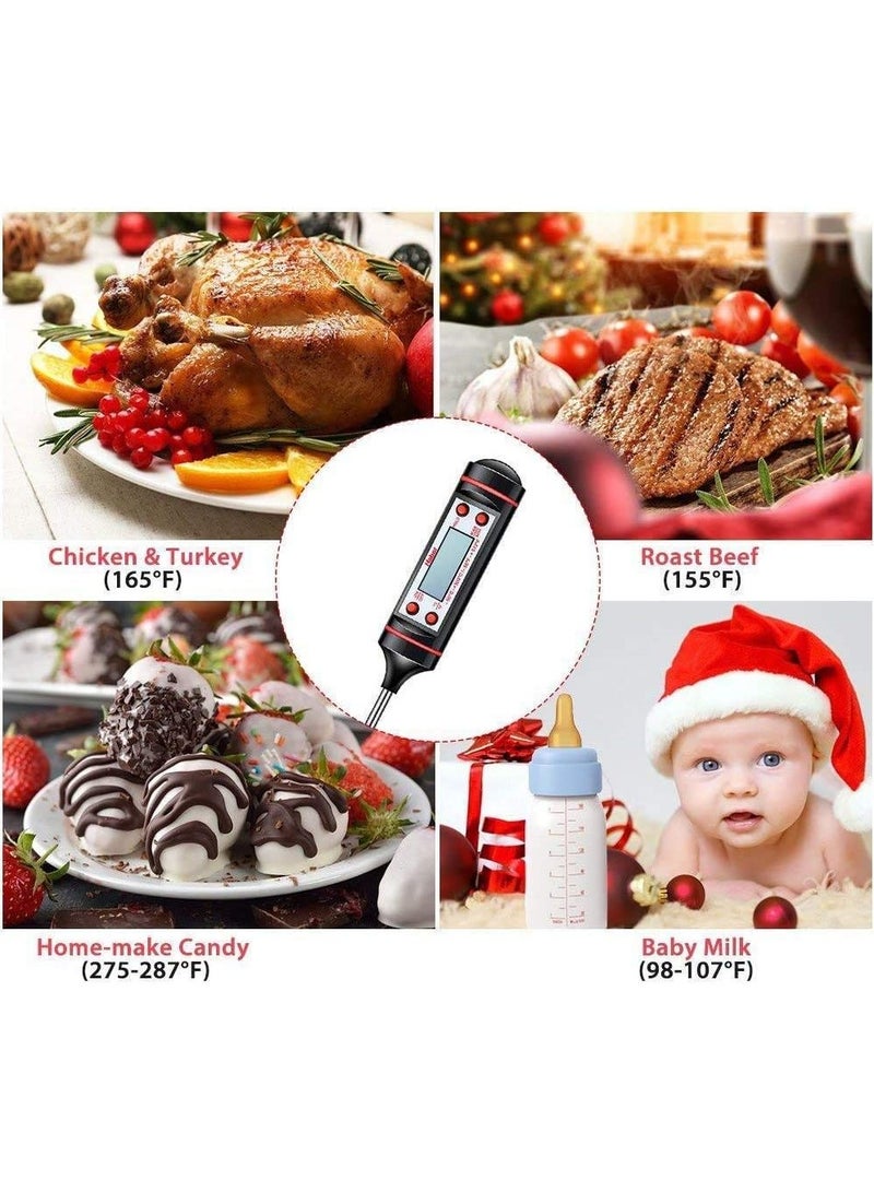 jaztech Food Thermometer, Digital Temperature Test Pen, Meat Thermometer, Cooking Thermometer With Instant Read, Lcd Screen, Meat Turkey Cooking Tool Food Probe For Kitchen MulticolourHold Function For Kitchen Food Smoker Grill Bbq Meat Candy Milk Water - Image 5