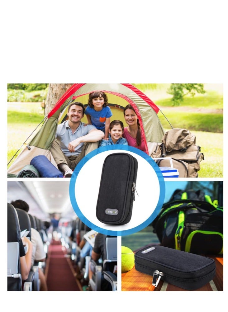 Insulin Cooler Travel Case with 2 Ice Packs - Diabetes Bags Cooler Travel Case for Diabetic Organize Supplies Insulated Cooling Bag (Black)