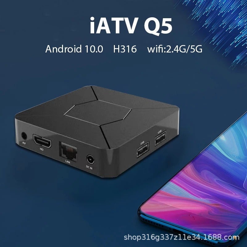 جهاز فك التشفير Q5 IATV عالي الدقة 4K أندرويد تلفزيون الشبكة واي فاي مزدوج بلوتوث tv box - Image 3