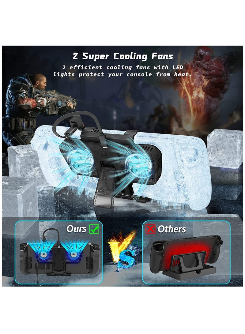 SYOSI RGB Cooling Fan for Steam Deck & Nintendo Switch OLED, Cooling Fan Dock with Stand & USB-C Adaptor, USB-C Powered with Adjustable Speed & Blue RGB Lighting - Image 4