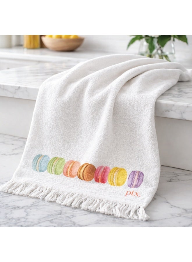 Printex Eg Printex.EG 100% Cotton Kitchen Towels, Set of 2, 400 GSM Ultra-Absorbent Dish Towels, Quick-Dry, Decorative Fringe, 50×30 cm,off White (cup cake ¯on) - Image 2
