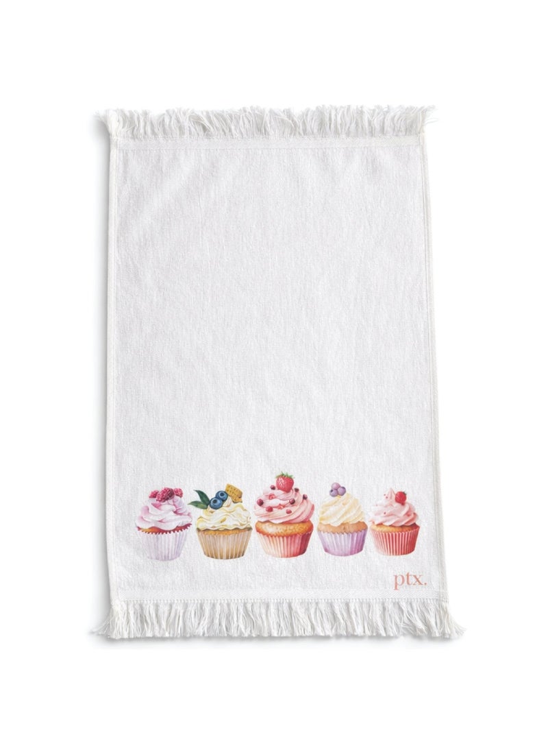 Printex Eg Printex.EG 100% Cotton Kitchen Towels, Set of 2, 400 GSM Ultra-Absorbent Dish Towels, Quick-Dry, Decorative Fringe, 50×30 cm,off White (cup cake ¯on) - Image 5