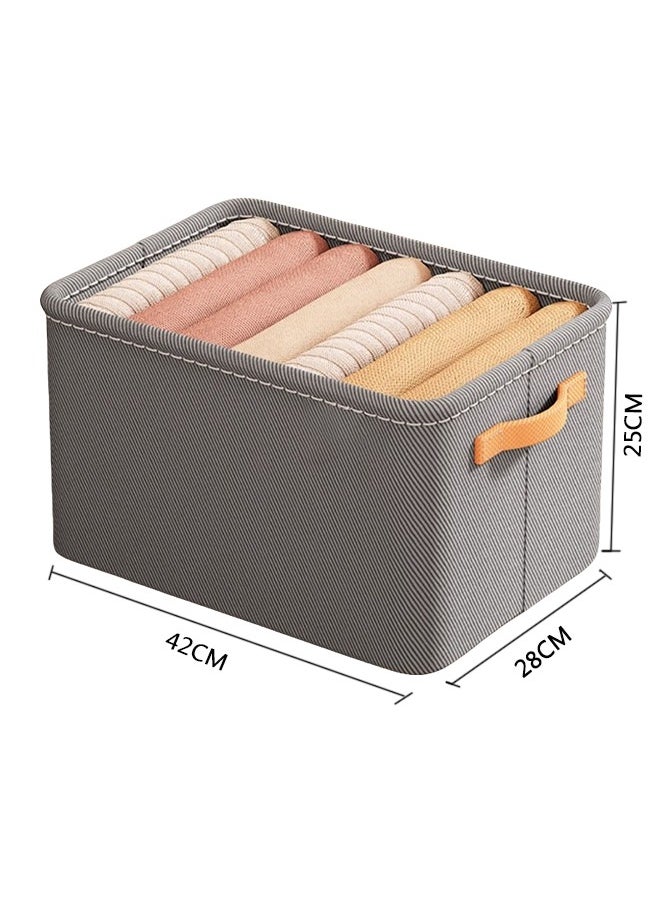 Generic 4PCS Foldable Closet Storage Box with Handle, Collapsible Fabric Storage Cubes Organizer, Stackable Storage Bins Closet Organizers For Organizing Clothing, Sheets, Toys, Books (Grey)  - Image 2