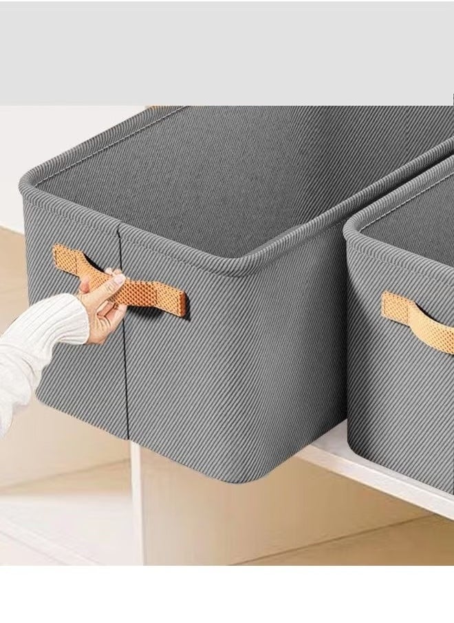 Generic 4PCS Foldable Closet Storage Box with Handle, Collapsible Fabric Storage Cubes Organizer, Stackable Storage Bins Closet Organizers For Organizing Clothing, Sheets, Toys, Books (Grey)  - Image 3