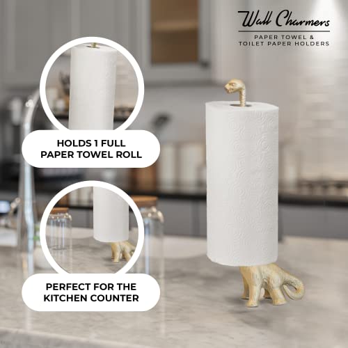 WallCharmers Gold Paper Towel Holder, Metal Toilet or Kitchen Paper Holder for Floor or Countertop, Gold Dino - Image 4